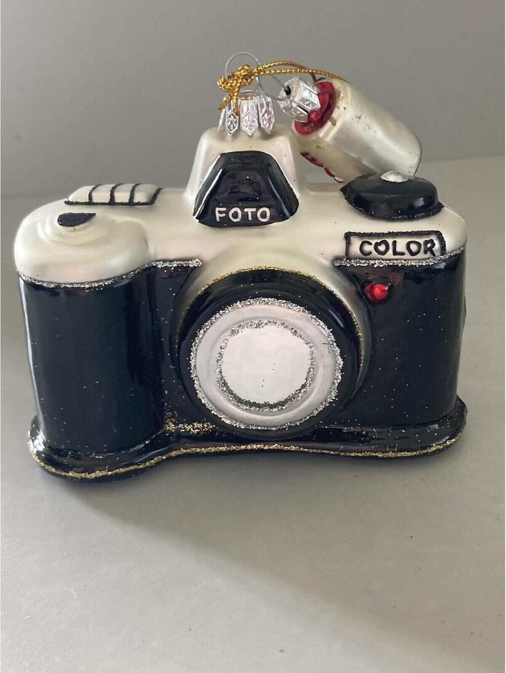 Lord & Taylor 2003 Glass Blown Foto Film Shutterbug Christmas Ornament (4.5" L)